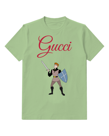 Sage Green Young Knight Sword And Shield Graphic T-Shirt - front product view