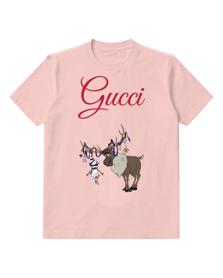Blush Pink Olaf And Sven Festive Reindeer Graphic T-Shirt - front product view
