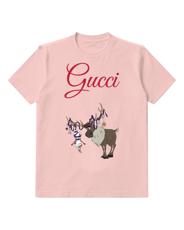 Blush Pink Olaf And Sven Festive Reindeer Graphic T-Shirt - front product view