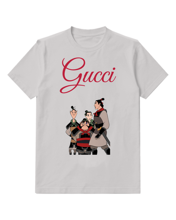 Light Gray Mulan And Li Shang In Military Stance Graphic T-Shirt - front product view