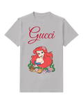 Light Gray Mermaid Amid Shells And Flowers Graphic T-Shirt - front product view
