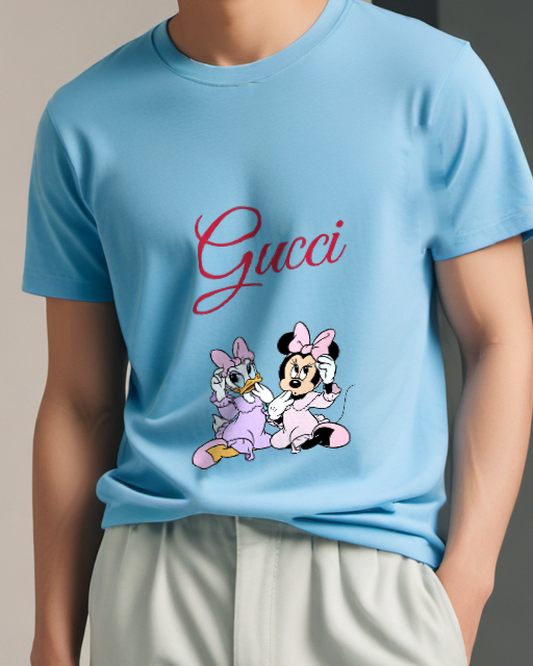 Sky Blue Minnie And Daisy In Nightgowns Graphic T-Shirt - model wearing view