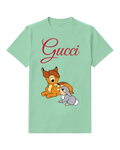Sage Green Bambi And Thumper Sitting Together Graphic T-Shirt - front product view