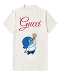 White Blue Figure Lifting Golden Circle Graphic T-Shirt - front product view