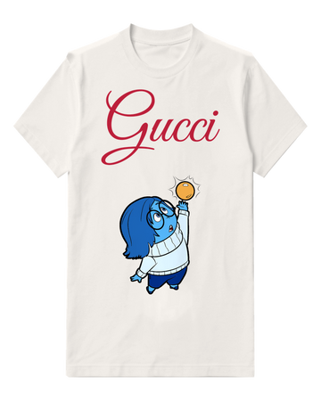 White Blue Figure Lifting Golden Circle Graphic T-Shirt - front product view