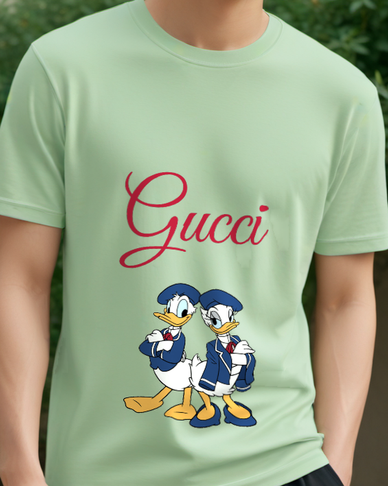 Sage Green Donald And Daisy In Confident Stance Graphic T-Shirt - model wearing view