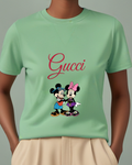 Sage Green Mickey And Minnie In Summer Attire Graphic T-Shirt - model wearing view