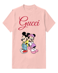 Blush Pink Mickey And Minnie In Walking Pose Graphic T-Shirt - front product view