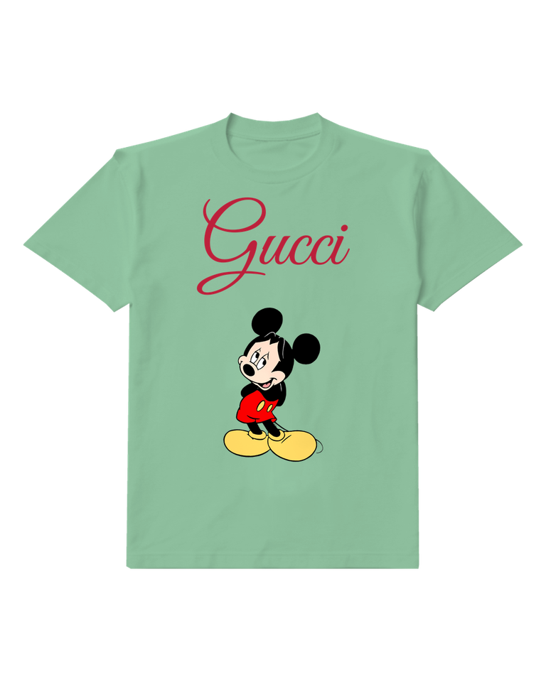 Sage Green Mouse Compact Seated Pose Graphic T-Shirt - front product view