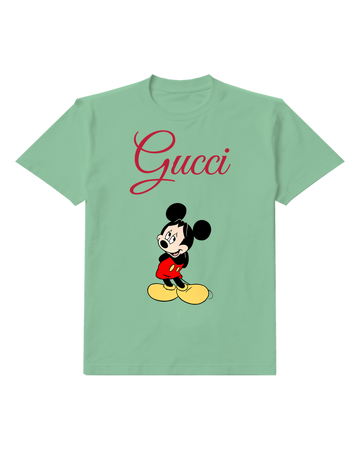 Sage Green Mouse Compact Seated Pose Graphic T-Shirt - front product view