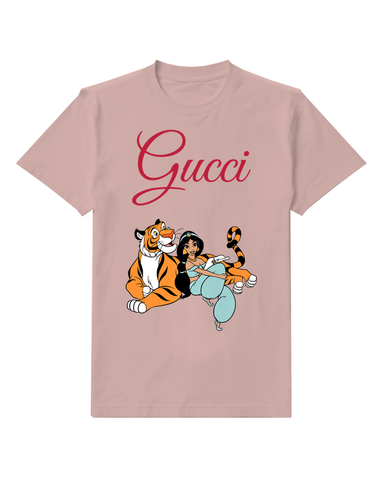 Blush Pink Jasmine And Rajah In Playful Embrace Graphic T-Shirt - front product view