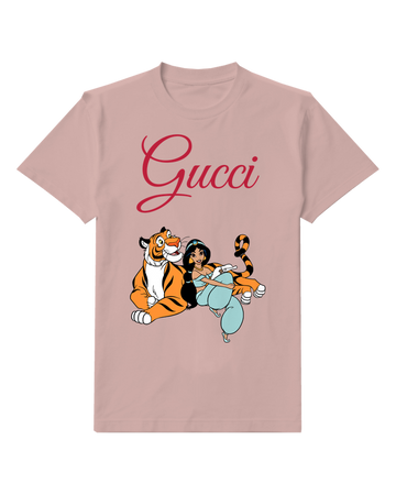 Blush Pink Jasmine And Rajah In Playful Embrace Graphic T-Shirt - front product view