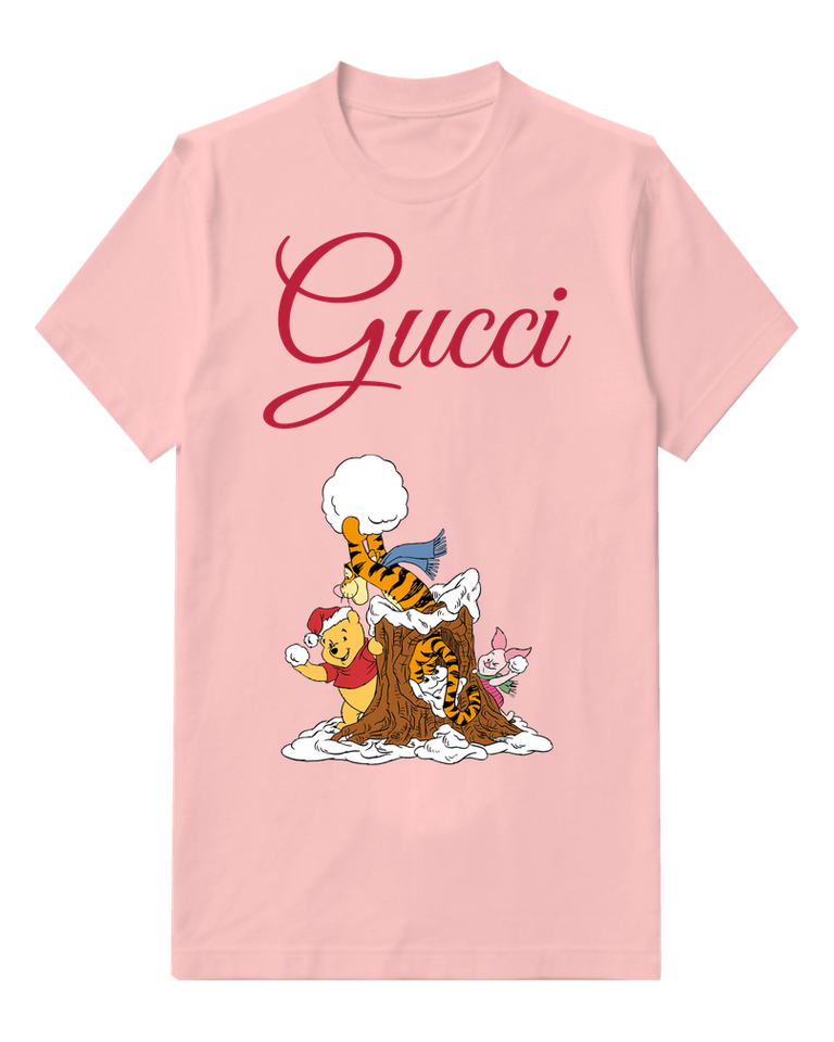 Blush Pink Tigger Atop Tree Piglet Beside Graphic T-Shirt - front product view