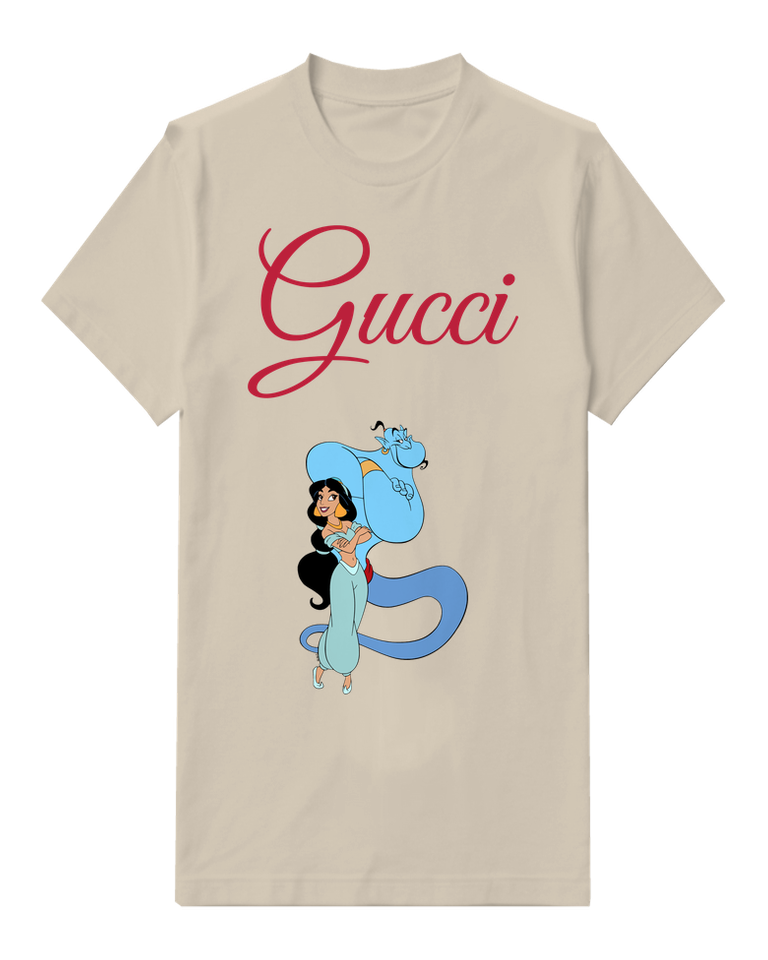 Ivory Jasmine And Genie In Playful Embrace Graphic T-Shirt - front product view