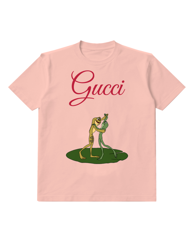 Blush Pink Two Frogs Dancing On A Lily Pad Graphic T-Shirt - front product view
