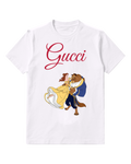White Belle And Beast Dancing Together Crew Neck Graphic T-Shirt - front product view