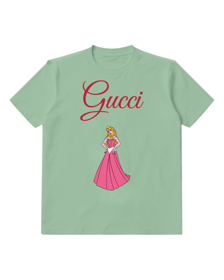 Sage Green Standing Princess Full Pink Skirt Graphic T-Shirt - front product view