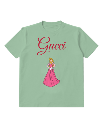 Sage Green Standing Princess Full Pink Skirt Graphic T-Shirt - front product view