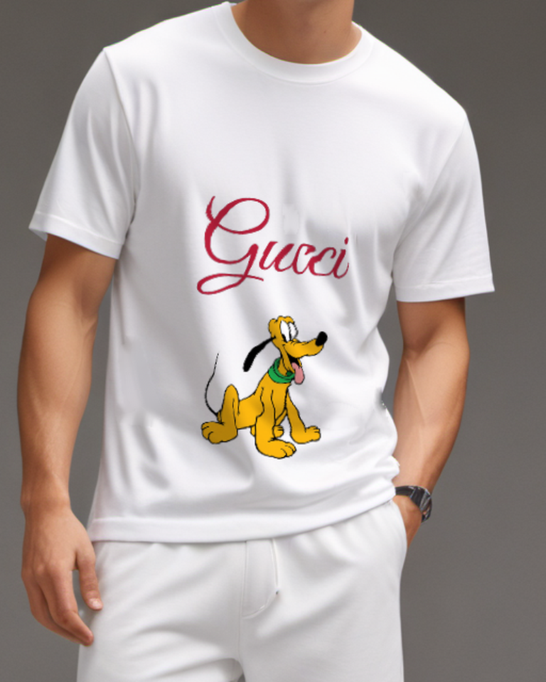 White Dog Happy Tongue Sit Graphic T-Shirt - front product view
