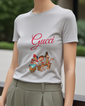 Light Gray Three Children Playing Drums Graphic T-Shirt - model wearing view