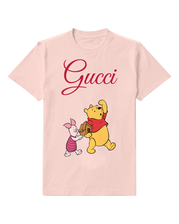 Blush Pink Winnie The Pooh Carrying Birdhouse With Piglet Graphic T-Shirt - front product view