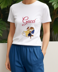 White Belle And Beast Dancing Together Crew Neck Graphic T-Shirt - model wearing view