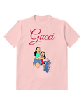Blush Pink Nani And Lilo Hugging Beside Stitch Graphic T-Shirt - front product view