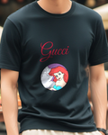 Navy Blue Red Haired Princess Oval Portrait Graphic T-Shirt - model wearing view