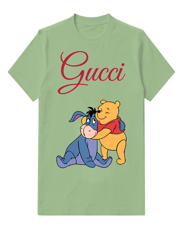 Sage Green Winnie The Pooh Hugs Eeyore Graphic T-Shirt - front product view