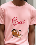 Blush Pink Pumbaa And Timon In Playful Chase Graphic T-Shirt - model wearing view