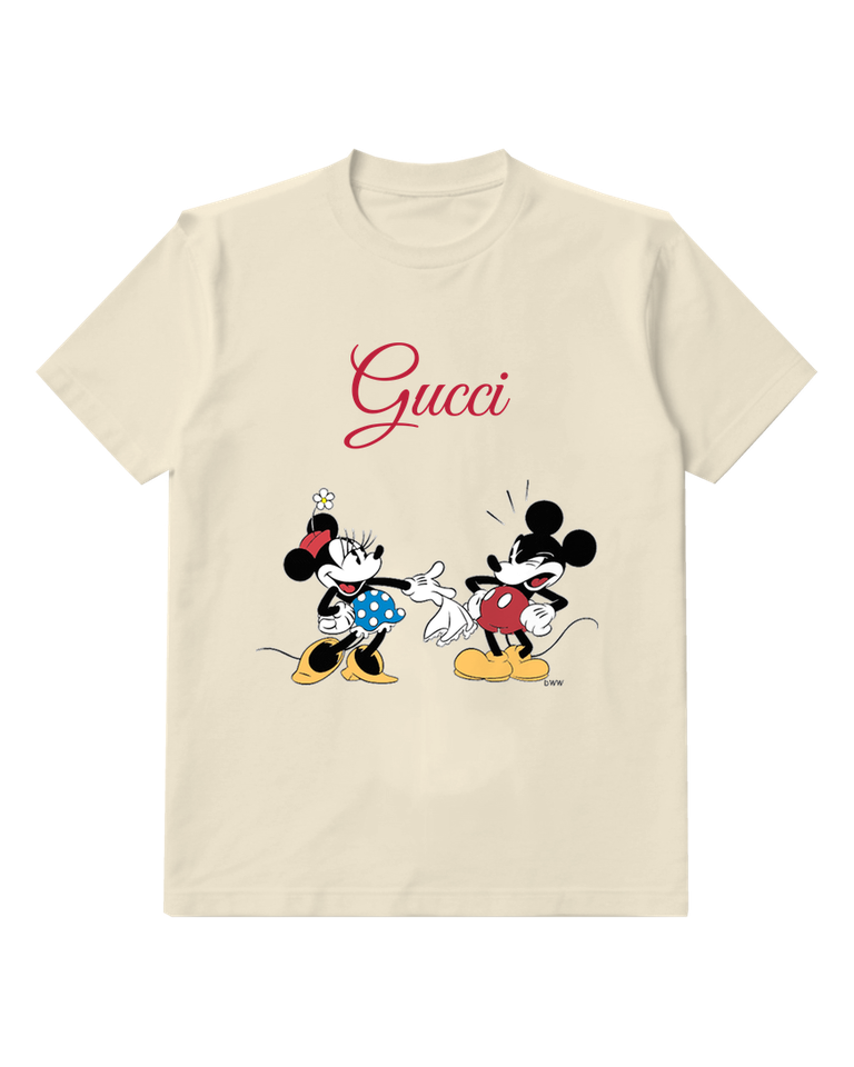 Ivory Minnie Mouse Waving Cheerfully Front Print Graphic T-Shirt - front product view