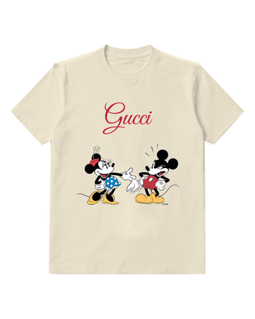 Ivory Minnie Mouse Waving Cheerfully Front Print Graphic T-Shirt - front product view