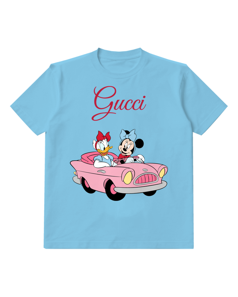 Sky Blue Minnie And Daisy In Pink Convertible Graphic T-Shirt - front product view