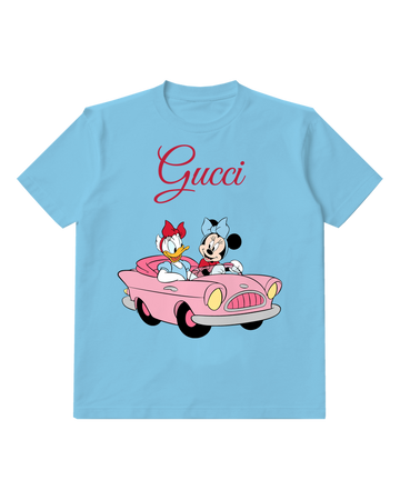 Sky Blue Minnie And Daisy In Pink Convertible Graphic T-Shirt - front product view