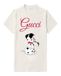 White Spotted Puppy Green Collar Graphic T-Shirt - front product view