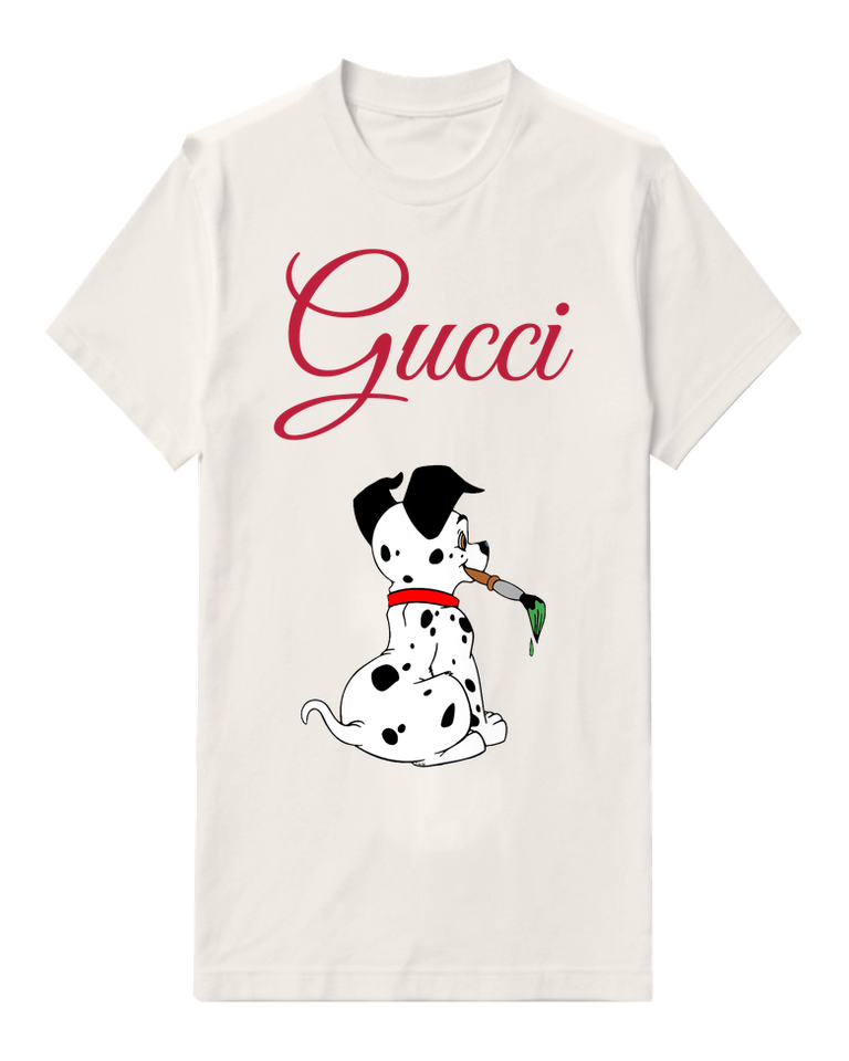White Spotted Puppy Green Collar Graphic T-Shirt - front product view