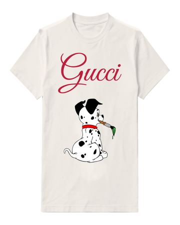 White Spotted Puppy Green Collar Graphic T-Shirt - front product view