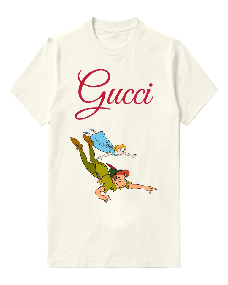 White Peter Pan Flying With Wendy Graphic T-Shirt - front product view