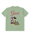 Sage Green Mickey And Minnie In Travel Gear Graphic T-Shirt - front product view
