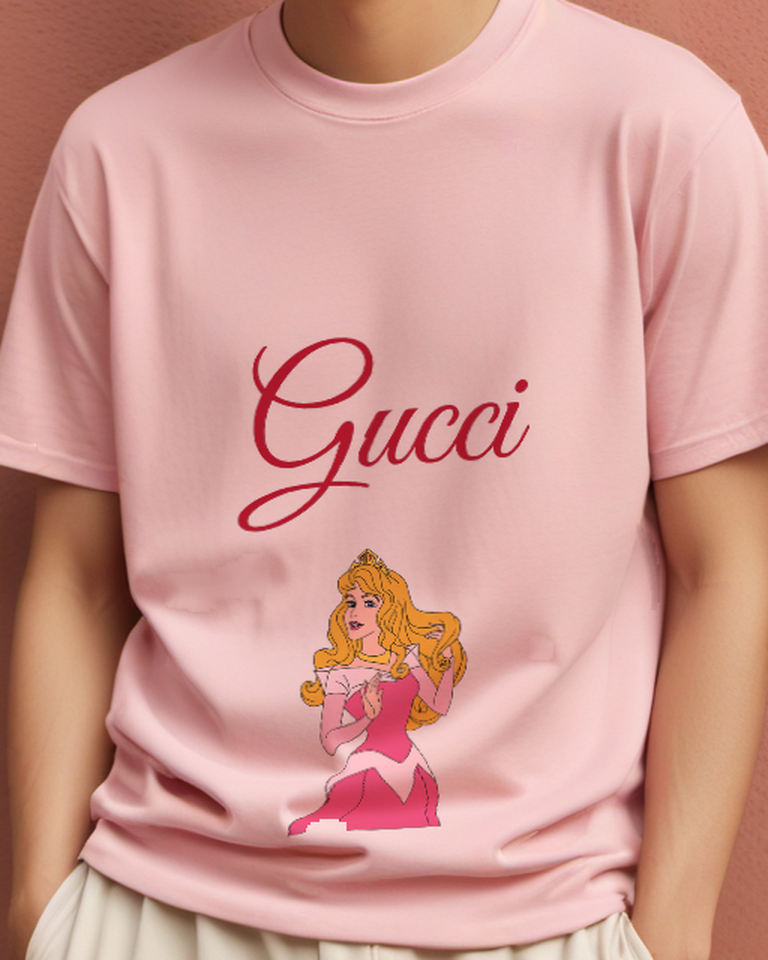 Blush Pink Blonde Princess Pink Bodice Portrait Graphic T-Shirt - model wearing view