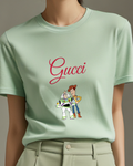 Sage Green Toy Story Duo Standing Together Graphic T-Shirt - model wearing view