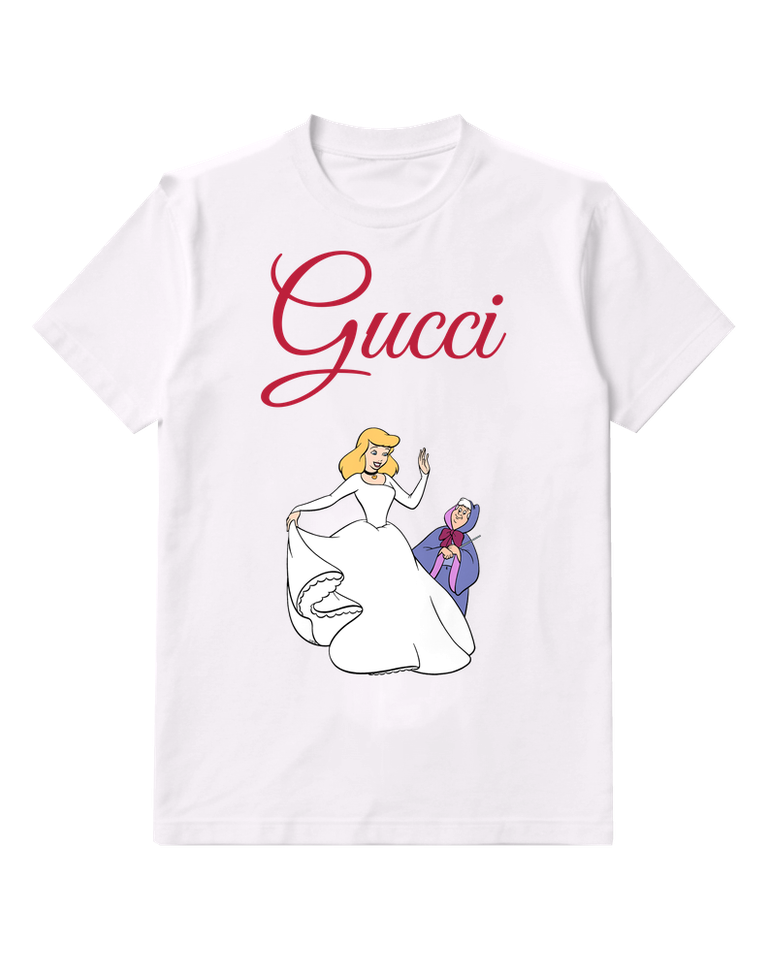 White Cinderella Waves Fairy Godmother Behind Graphic T-Shirt - front product view