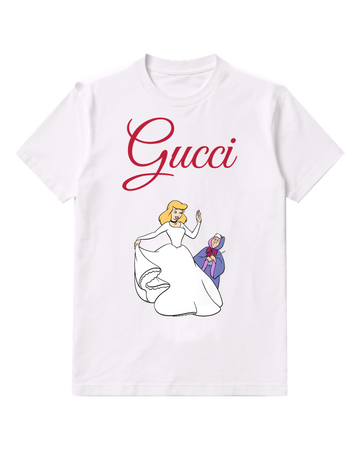 White Cinderella Waves Fairy Godmother Behind Graphic T-Shirt - front product view